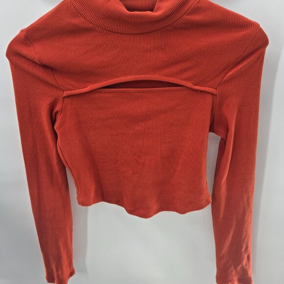 Lovepoem By Block Sweaters - Lovepoem by Block Orange Sweater Cowl Neck Cutout Ribbed Medium